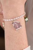 Pink Christmas Beaded Charm Bracelet