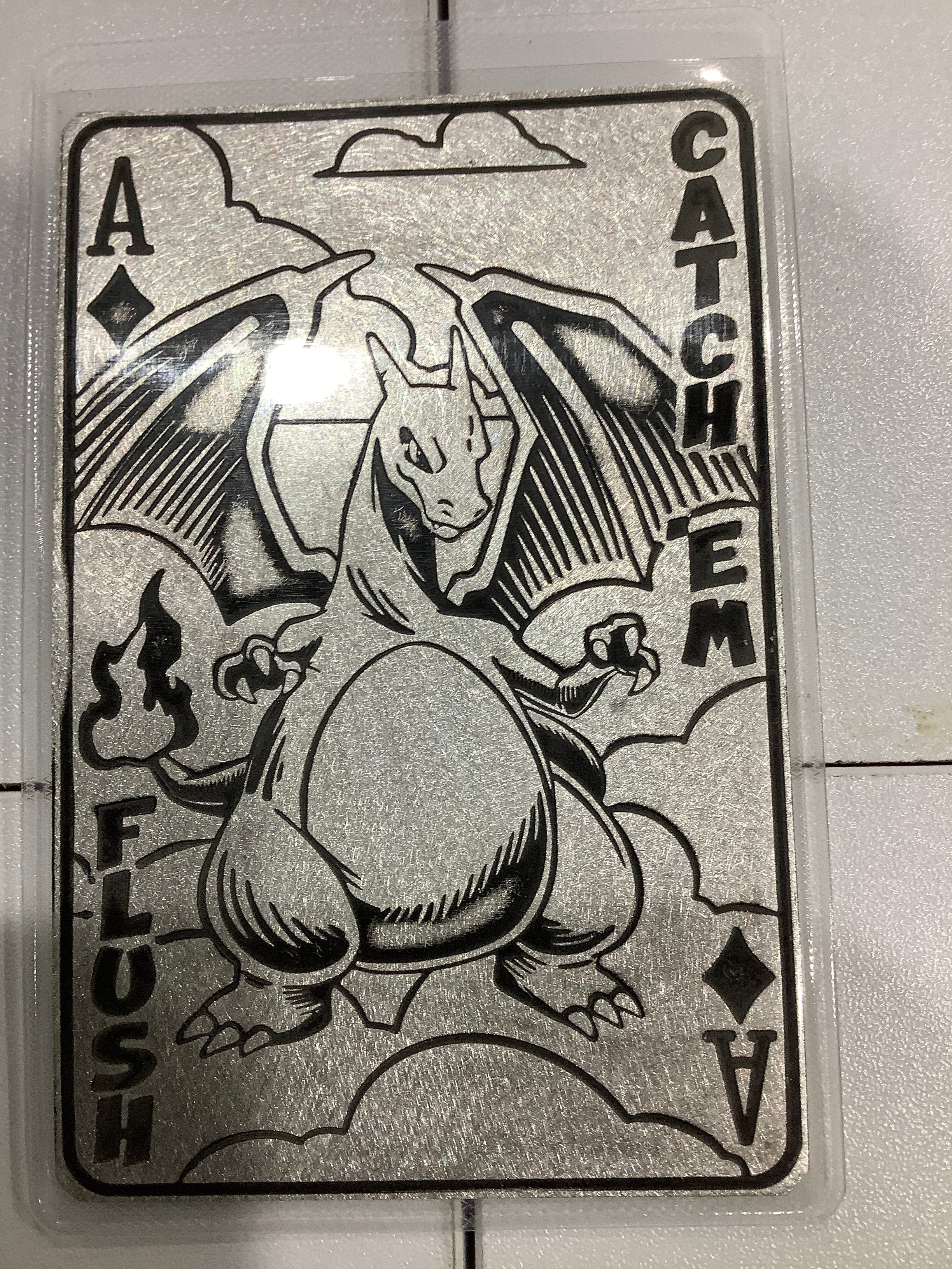 Pokemon Charizard Silver Antiqued 1oz