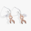 Breast Cancer Awareness Pink Ribbon Huggie Hoop Earrings
