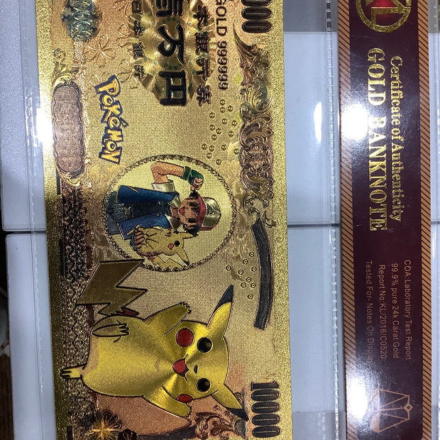 Pokemon Pikachu Ash 24KT Banknote