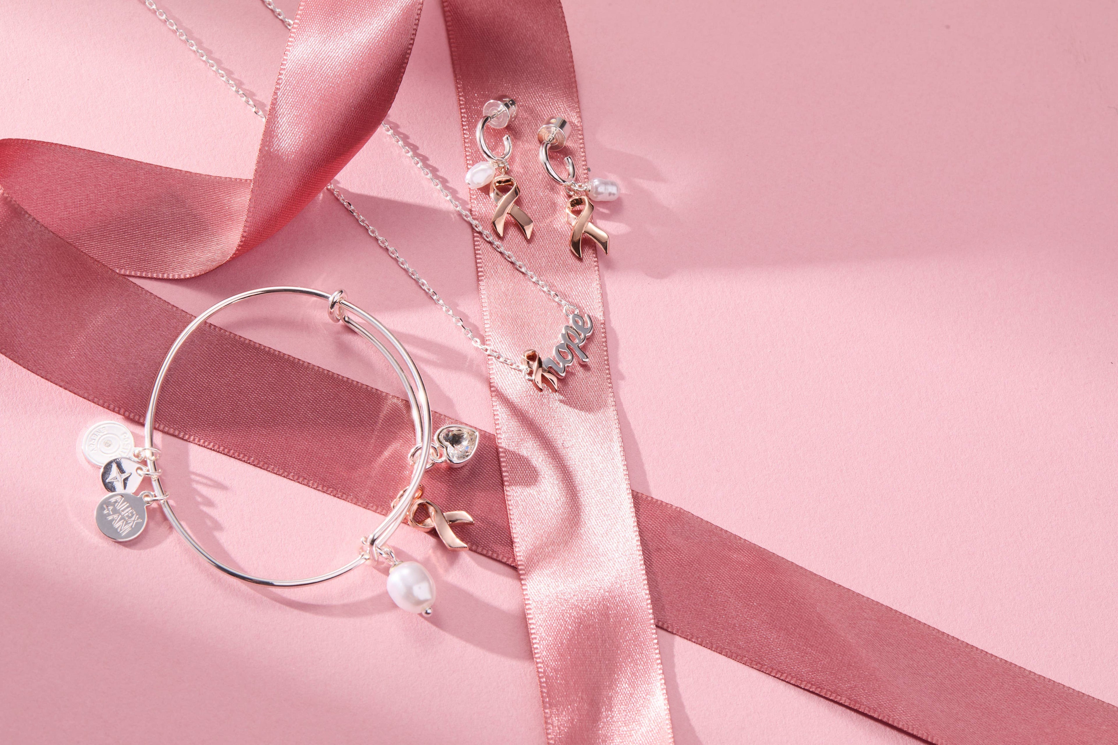 Breast Cancer Awareness Pink Ribbon Huggie Hoop Earrings